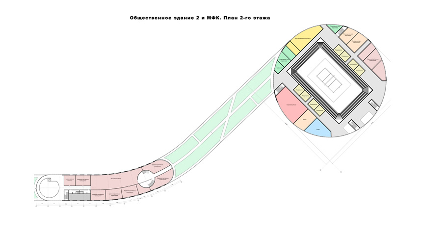 Концепция развития территории западной части г. Пионерский Калининградской области. Общественное здание и МФК. План 2-го этажа